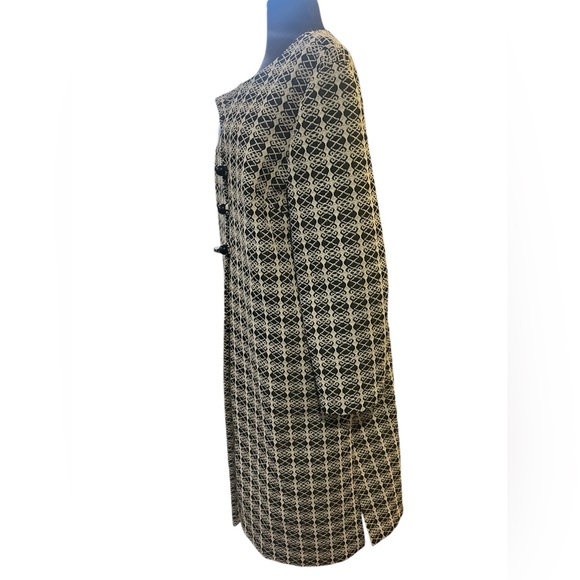 Vtg Tapestry Cream Black Retro Ladylike Geometric Regency Feminine Car Coat L - Picture 6 of 7